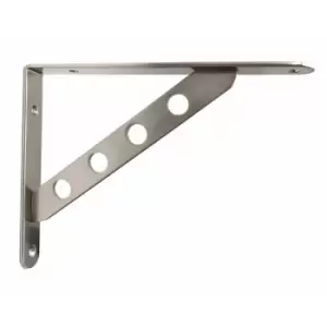 image of Pair of Strong Fixed Shelf Brackets Supports With Fixings - Colour Brushed Chrome