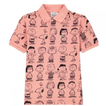 image of Lacoste Juniors All Over Print Polo - Pink SRM