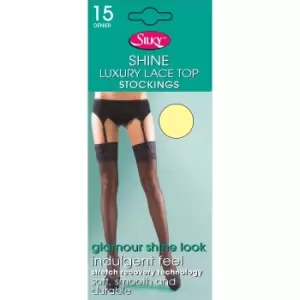 Image of Silky Womens/Ladies Shine Lace Stockings (1 Pair) (Medium (5ft-5ft8a)) (Cream)