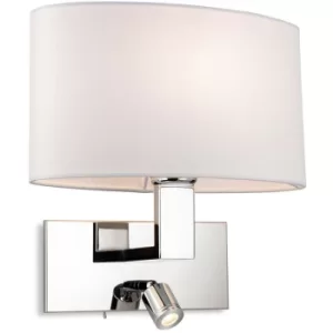 image of Firstlight Webster Wall Lamp with Adjustable Switched Reading Light Chrome with Oval Cream Shade