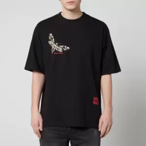 Image of HUGO Dardtop Printed Cotton-Jersey T-Shirt - M