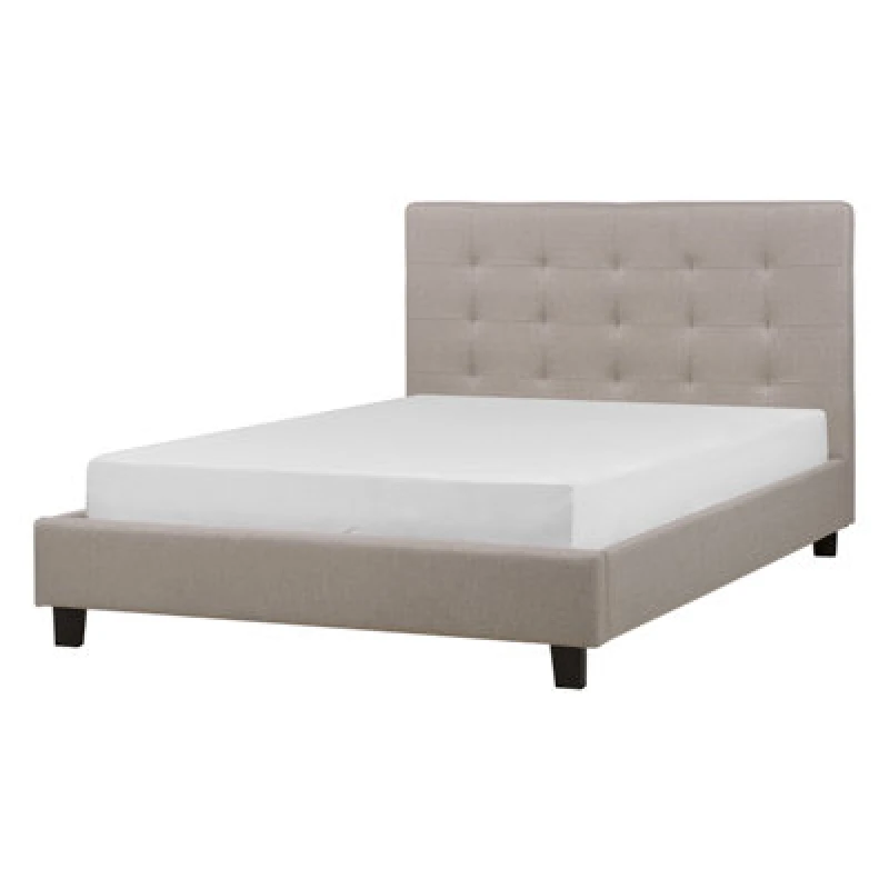 Image of Beliani Bed Fabric La Rochelle 140 X 200 Cm (Eu Double) Light Grey