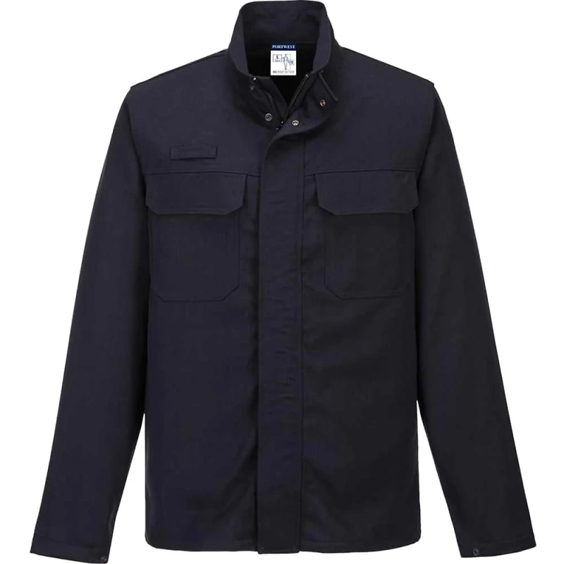Image of Portwest Flame Resistant Molten Metalworking Jacket FR65NARM Colour: Navy