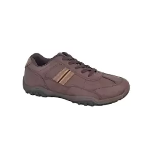 Image of Route 21 Mens Waxy PU Trainers (9 UK) (Dark Brown)