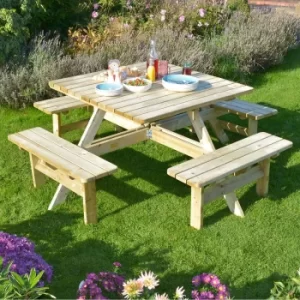 Image of Rowlinson Square Picnic Table with 2.7 m Parasol, Green