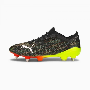 image of Womens PUMA Ultra 1.2 Mxsg Football Boots, Black/White/Yellow Alert Size 10 Shoes