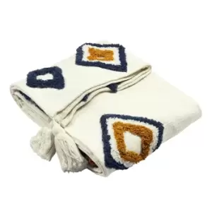 Image of Inka African Inspired Tufted Throw Grey/Ochre