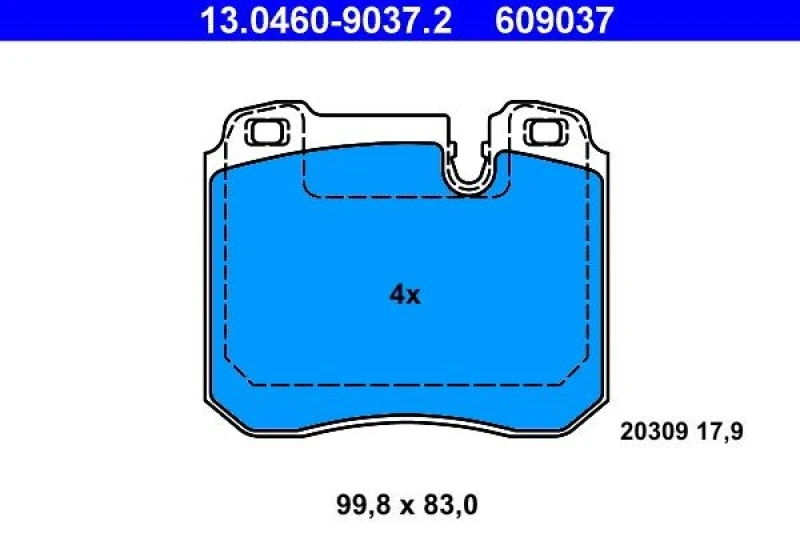 Image of ATE 13.0460-9037.2 Brake pad set excl. wear warning contact Brake Pad Set,disc brake (402)