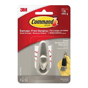 image of Command Small Metal Hook Brushed Nickel