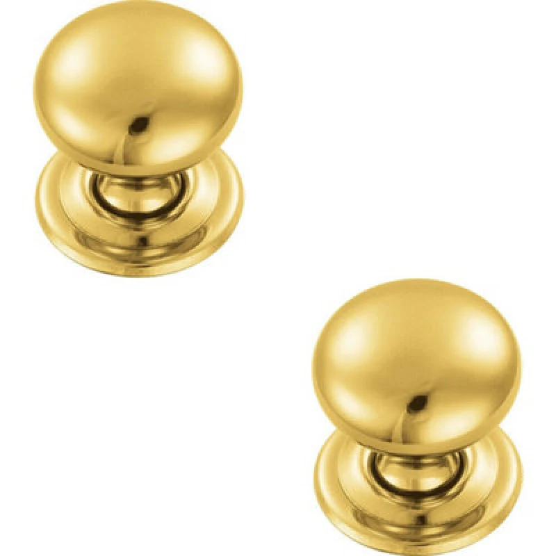 Image of Loops 2x Round Victorian Cupboard Door Knob 38mm Dia Polished Brass Cabinet Handle Metallics unisex