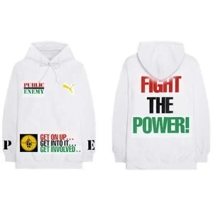 image of Public Enemy - Fight The Power Unisex Large Hoodie - White