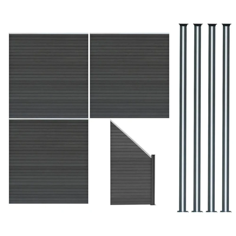 Image of Monstershop Composite Fence Panels, Angled Piece & LED Posts 6ft x 20ft - Grey Grey Unisex