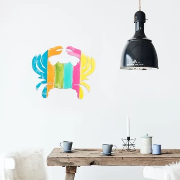 Image of Crab - Multicolor Multicolor Decorative Wooden Wall Accessory