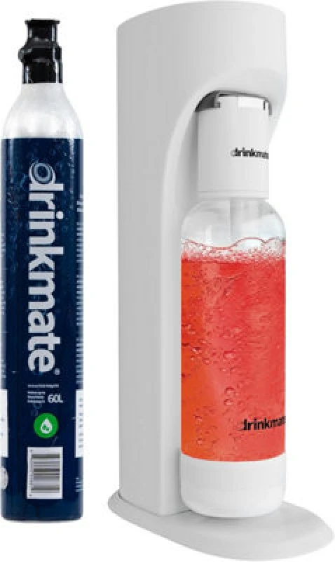 Image of Drinkmate Omnifizz Sparkling Water Soda Maker With 1X 60L Co2 Cylinder, Classic White