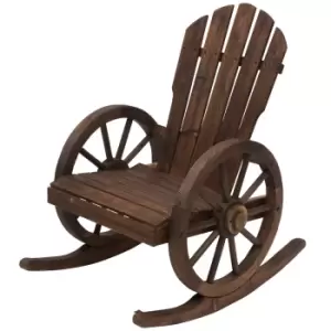 Image of Outsunny Adirondack Rocking Chair Porch Poolside Garden Lounging - Brown