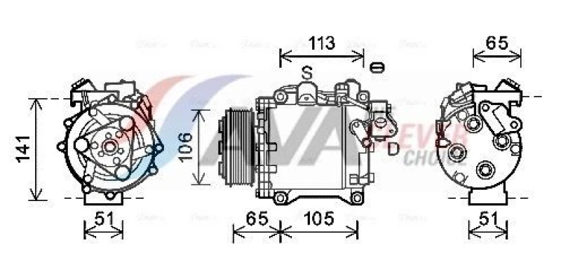 Image of Air conditioning compressor AVA COOLING SYSTEMS HDAK263