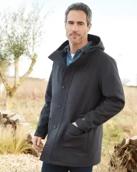 Image of Cotton Traders Wool-Look Hooded Coat in Grey