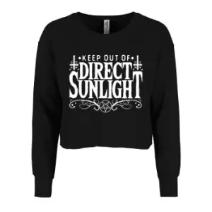 Image of Grindstore Womens/Ladies Keep Out of Direct Sunlight Crop Sweatshirt (XS) (Black/White)