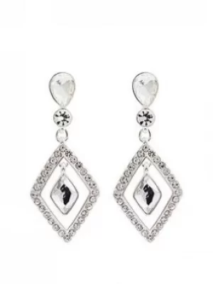 image of Mood Silver Plated Crystal Centre Drop Earrings