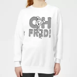 image of The Flintstones Oh Fred! Womens Sweatshirt - White - L