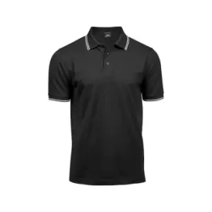 image of Tee Jays Mens Luxury Fashion Stripe Polo (3XL) (Black/White)