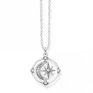 Image of Sterling Silver Zirconia Moon & Stars Necklace KE1983-643-14-L70