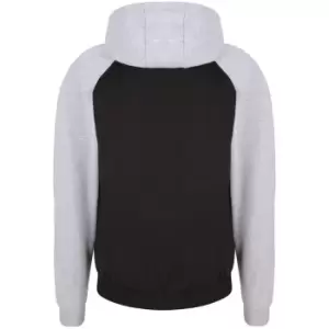 Image of AWDis Just Hoods Mens Baseball Zoodie (L) (Jet Black/Heather Grey)