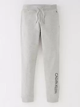 image of Calvin Klein Jeans Boys Institutional Logo Sweatpants - Grey, Size 14 Years