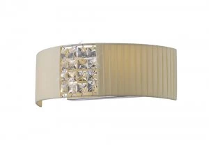 image of Flush Wall Lamp with Cream Shade 2 Light Polished Chrome, Crystal