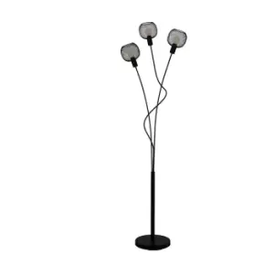 Image of Standing Floor Lamp Light Black Mesh Shade 3 Arm 40W E14 Bulb Living Room