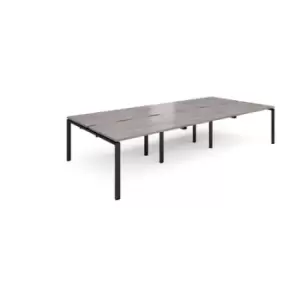 image of Adapt triple back to back desks 3600mm x 1600mm - Black frame and grey oak top