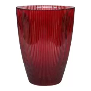 image of Burgundy Ribbed Tall Vase H24.5Cm W18Cm