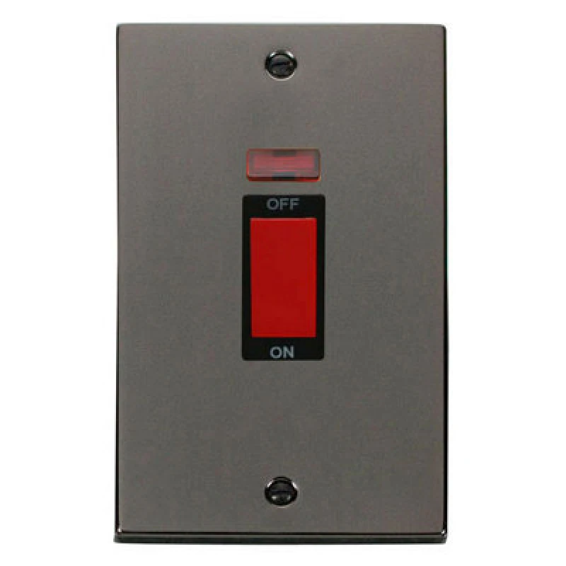 Image of SE Home Black Nickel 2 Gang Size 45A Switch With Neon Black