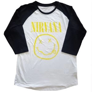 Image of Nirvana - Yellow Smiley Unisex Large T-Shirt - Black,White