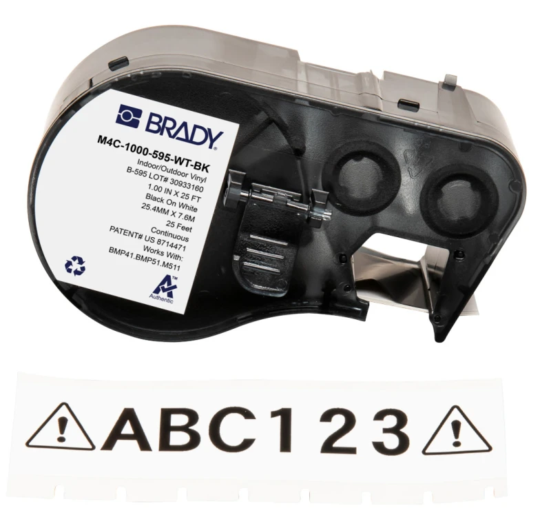Image of Brady M4C-1000-595-WT-BK printer label Black. White Self-adhesive prin