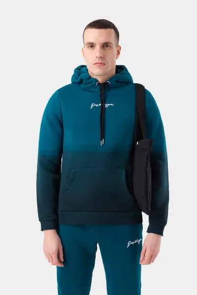 Just Hype UK hype mens teal fade scribble hoodie