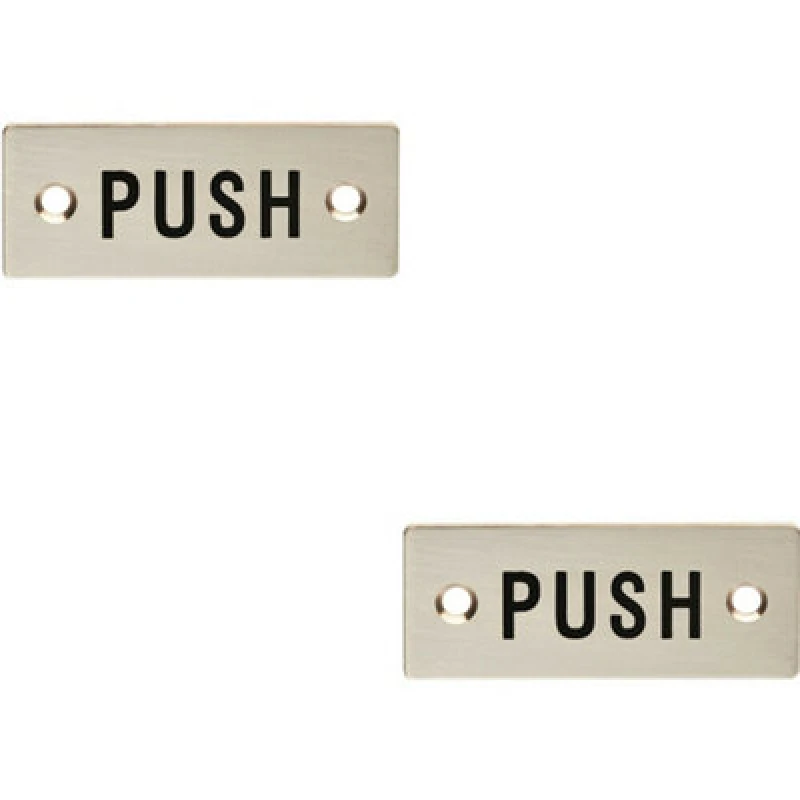 Image of Loops 2x Rectangular Door Push Sign 75 x 30mm Satin Stainless Steel Door Plate Metallics