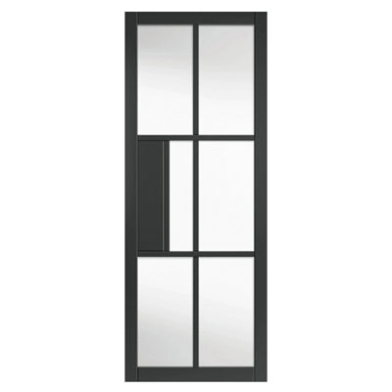 Image of JB Kind Doors Urban Industrial Civic Black Clear Glass Internal Door