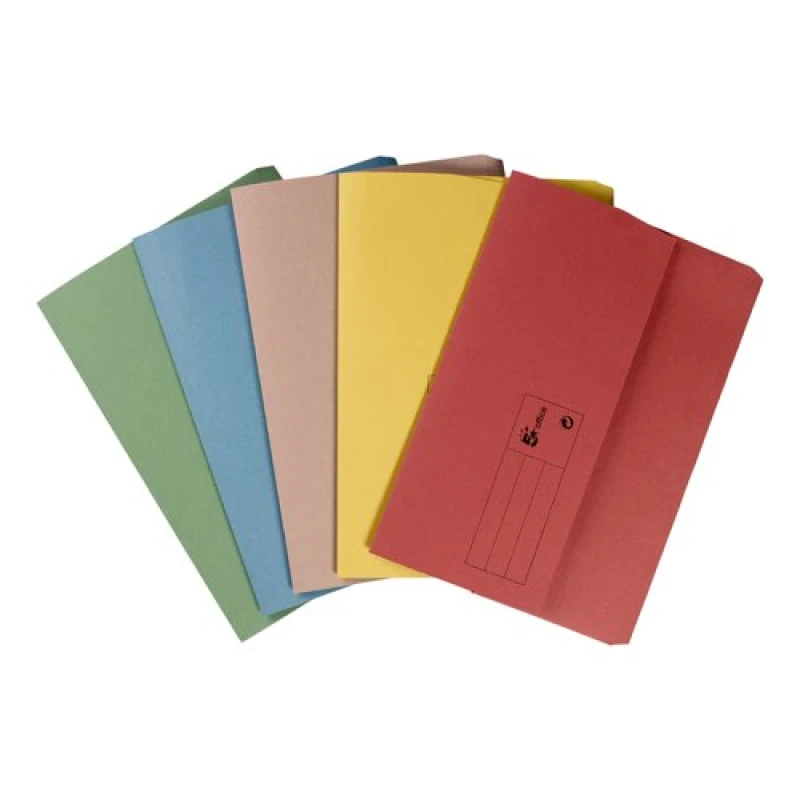 Image of 5 Star office 5 Star Office Document Wallet Half Flap 285gsm Recycled Capacity 32mm A4 Assorted (Pack of 50) 913926