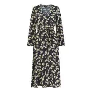 Image of Mela London Black Daisy Print Midi Dress - Black