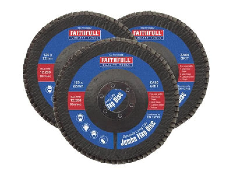 Image of Faithfull Zirconia Abrasive Jumbo Flap Disc FAIFD12580Z3 Diameter: 125mm