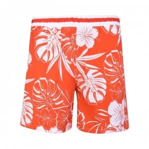 image of Hugo Boss Quick Dry Tropical Print Swim Shorts Red/White Size L Men