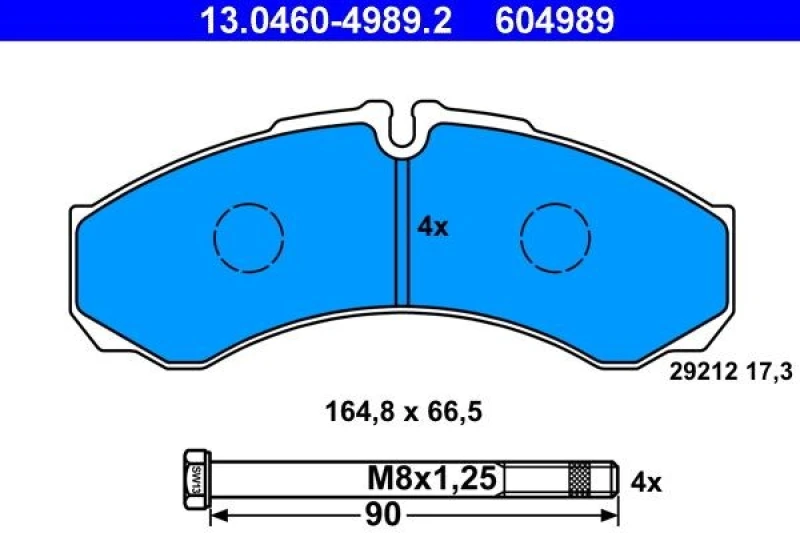Image of ATE 13.0460-4989.2 Brake pad set excl. wear warning contact, with brake caliper screws Brake Pad Set,disc brake (402)