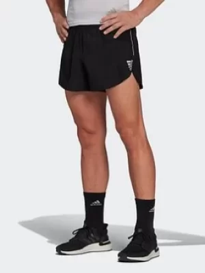 image of adidas Own The Run Split Shorts, Black Size M Men