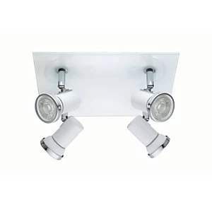 Eglo Tamara 1 LED Bathroom White & Chrome Square Spotlight - 4 x 3.3W GU10