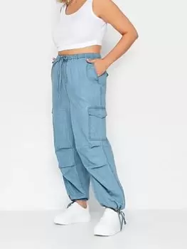 image of Yours Denim Tencel Cargo Pant, Blue, Size 16, Women