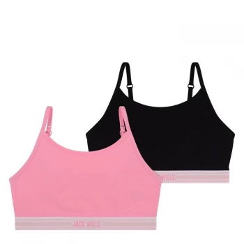 image of Jack Wills Kids Girls Multipack Bralettes 2 Pack - Pink/Black