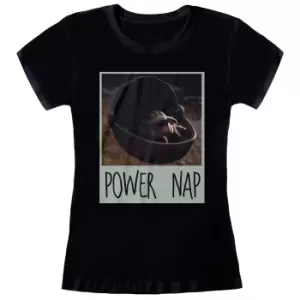 Image of Star Wars: The Mandalorian Womens/Ladies Power Nap T-Shirt (L) (Black)