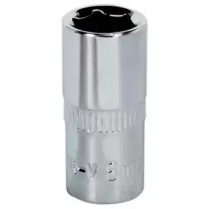 image of Sealey SP1408 Walldrive Socket 8mm 1/4"sq Drive Fully Polished