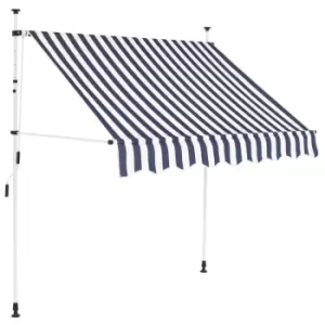 Image of VidaXL Manual Retractable Awning 200cm Blue and White Stripes